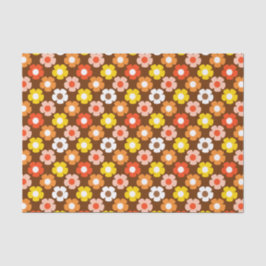 Retro Herfst Herfstbloemen Patroon Bruin Tissuepapier