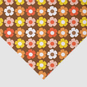 Retro Herfst Herfstbloemen Patroon Bruin Tissuepapier (Detail)