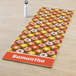 Retro Herfst Herfstbloemen Patroon Bruin Yogamat
