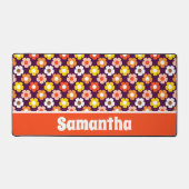 Retro Herfst Herfstbloemen Patroon Paarse Bureaumat (Voorkant)