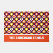 Retro Herfst Herfstbloemen Patroon Paarse Deurmat (Voorkant)