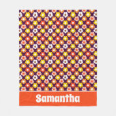 Retro Herfst Herfstbloemen Patroon Paarse Fleece Deken (Voorkant)