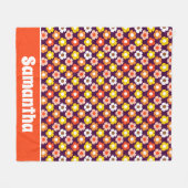 Retro Herfst Herfstbloemen Patroon Paarse Fleece Deken (Voorkant (Horizontaal))