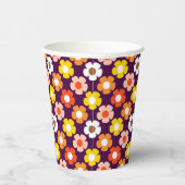 Retro Herfst Herfstbloemen Patroon Paarse Papieren Bekers (Rechts)