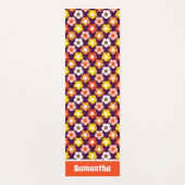 Retro Herfst Herfstbloemen Patroon Paarse Yogamat (Voorkant)