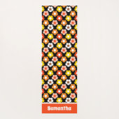 Retro Herfst Herfstbloemen Patroon Paarse Yogamat (Achterkant)