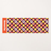 Retro Herfst Herfstbloemen Patroon Paarse Yogamat (Voorkant (horizontaal))