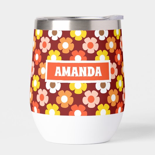 Retro Herfst Herfstbloemen Patroon Rood (Links)