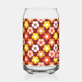 Retro Herfst Herfstbloemen Patroon Rood Blikvorm Glas (Voorkant)