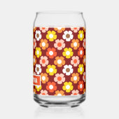 Retro Herfst Herfstbloemen Patroon Rood Blikvorm Glas (Achterkant)