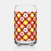 Retro Herfst Herfstbloemen Patroon Rood Blikvorm Glas (Rechts)