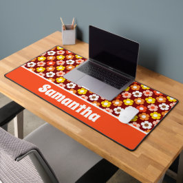 Retro Herfst Herfstbloemen Patroon Rood Bureaumat