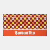 Retro Herfst Herfstbloemen Patroon Rood Bureaumat (Voorkant)