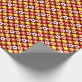 Retro Herfst Herfstbloemen Patroon Rood Cadeaupapier (Hoek)