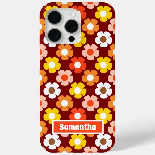 Retro Herfst Herfstbloemen Patroon Rood Case-Mate iPhone Case (Achterkant)