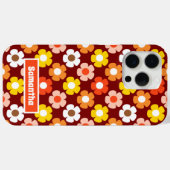 Retro Herfst Herfstbloemen Patroon Rood Case-Mate iPhone Case (Achterkant (horizontaal))