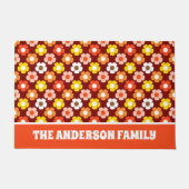 Retro Herfst Herfstbloemen Patroon Rood Deurmat (Voorkant)
