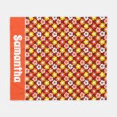 Retro Herfst Herfstbloemen Patroon Rood Fleece Deken (Voorkant (Horizontaal))