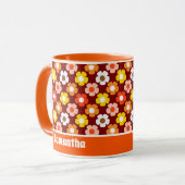 Retro Herfst Herfstbloemen Patroon Rood Mok (Voorkant links)