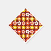 Retro Herfst Herfstbloemen Patroon Rood Servet (Hoek)
