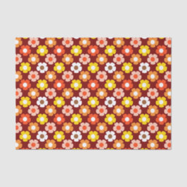 Retro Herfst Herfstbloemen Patroon Rood Tissuepapier