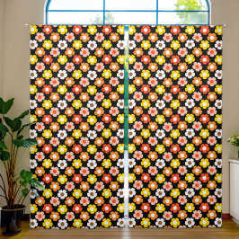 Retro Herfst Herfstbloemen Patroon Zwart
