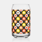 Retro Herfst Herfstbloemen Patroon Zwart Blikvorm Glas (Voorkant)
