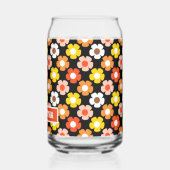 Retro Herfst Herfstbloemen Patroon Zwart Blikvorm Glas (Achterkant)