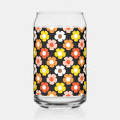 Retro Herfst Herfstbloemen Patroon Zwart Blikvorm Glas (Rechts)