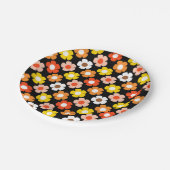 Retro Herfst Herfstbloemen Patroon Zwart Papieren Bordje (Gekanteld)