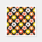 Retro Herfst Herfstbloemen Patroon Zwart Servet (Voorkant)