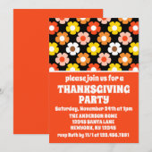 Retro Herfst Herfstbloemen Zwarte Thanksgiving Par Kaart (Voorkant / Achterkant)