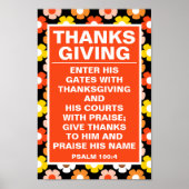 Retro Herfst Herfstbloemen Zwarte Thanksgiving Poster (Voorkant)