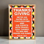 Retro Herfst Herfstbloemen Zwarte Thanksgiving Poster