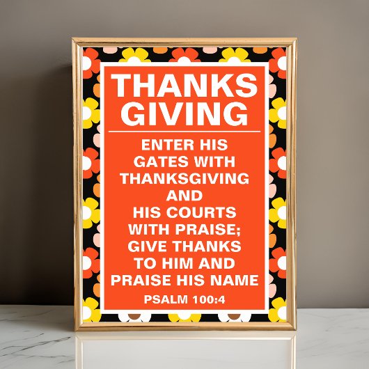 Retro Herfst Herfstbloemen Zwarte Thanksgiving Poster