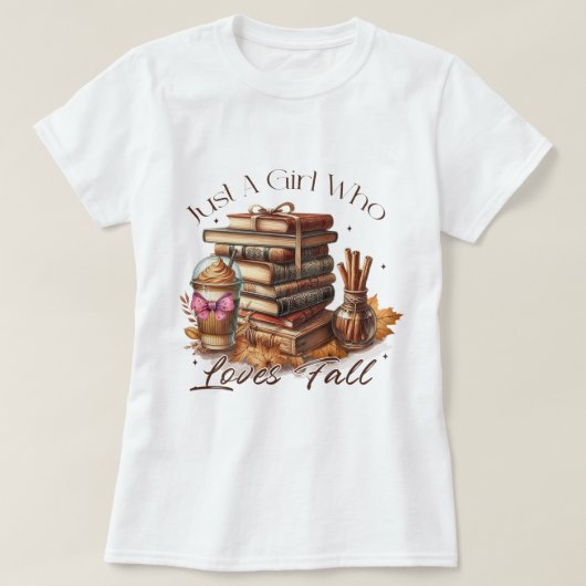 Retro Herfst "Just a Girl Who" houdt van Herfst T-shirt (Design voorkant)