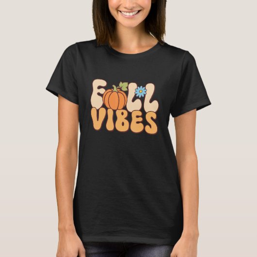 Retro-Herfst met Gezegde Herfst-buizen T-shirt (Voorkant)