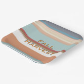 Retro Herfst Oogst Blauw Sinaasappel Strepen Papieren Bordje (Gebogen)