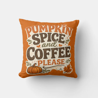 Retro Herfst Pompoengewürz en Koffie Alsjeblieft Kussen