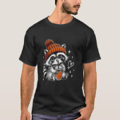 Retro Herfst Racoon Coffee Feral Racoon Pompoen Au T-shirt (Voorkant)