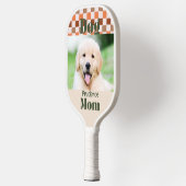 Retro Herfst Schachbrett Patroon Hond Moeder Dier Pickleball Paddle (Links)