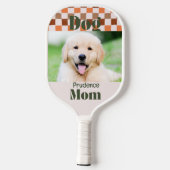 Retro Herfst Schachbrett Patroon Hond Moeder Dier Pickleball Paddle (Achterkant)