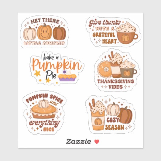Retro Herfst Thanksgiving feestberichten Sticker (Vel)