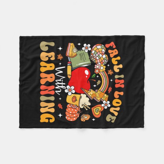Retro Herfst verliefd op het leren van herfstpompo Fleece Deken (Voorkant (Horizontaal))