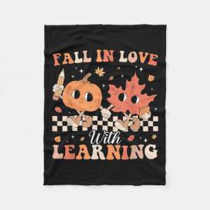Retro Herfst verliefd op het leren van herfstpompo Fleece Deken