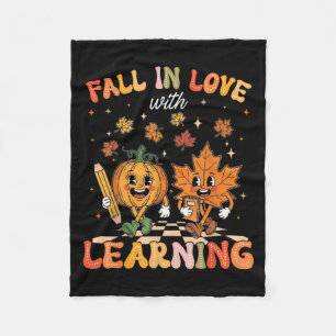 Retro Herfst verliefd op het leren van herfstpompo Fleece Deken