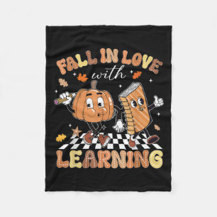Retro Herfst Verliefd Worden Op Leren Herfstpompoe Fleece Deken