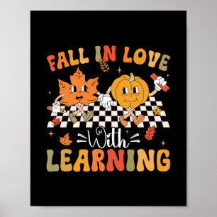 Retro Herfst Verliefd Worden Op Leren Herfstpompoe Poster