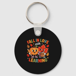 Retro Herfst Verliefd Worden Op Leren Herfstpompoe Sleutelhanger