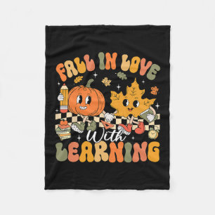 Retro Herfst Verliefd Worden Op Leren Pompoen Onde Fleece Deken